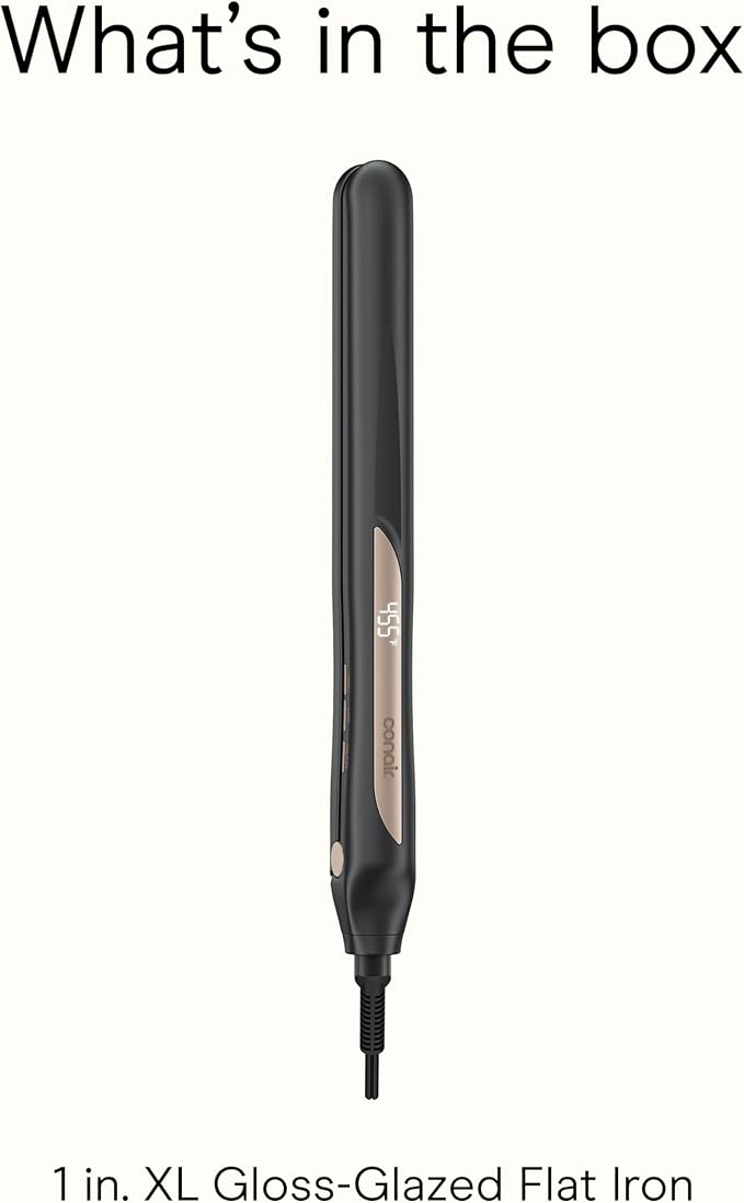 Infiniti PRO CONAIR Tourmaline Ceramic 1-Inch XL Flat Iron Digital Hair Straightener, 1-Inch XL Flat Iron to Straighten or Curl, 5 Heat Settings, for All Hair Types and Textures, Dark Gray