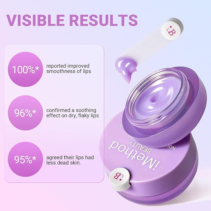 iMethod Lip Mask Overnight - Lip Sleeping Mask for Dry Lips, 8-Hour Hydrating Lip Balm with Hyaluronic Acid, Intense Moisturizing Lip Treatment to Nourish & Repair - Grape