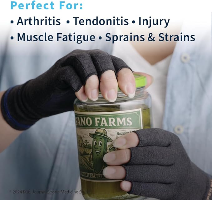 Copper Fit Mobilizer Hand Compression Gloves: Arthritis, Joint Swelling, Tendonitis, Sport - For Men and Women