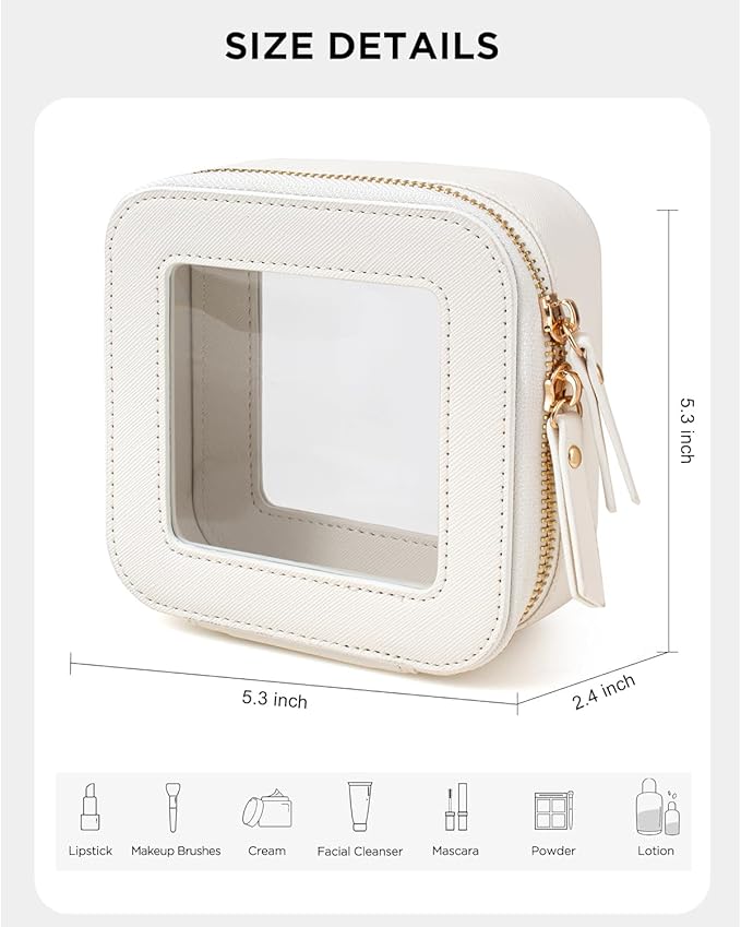 LETGO Clear Makeup Bags Small, Small Clear Makeup Bag for Purse,Mini Makeup Pouch Purse Organizer Fit Carry-on Travel Essentials,Cute Cosmetic Bags for Car Accessories for Women (Mini-White)