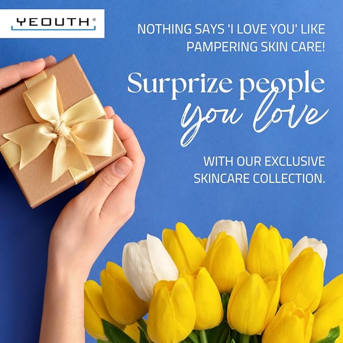 YEOUTH Skin Care Set: Hyaluronic Acid Serum for Face | Vitamin C Facial Serum | Face Cleanser | Skincare Toner & Cream | Hydrating Valentine's Day Skin Care Gift Set 5-Piece