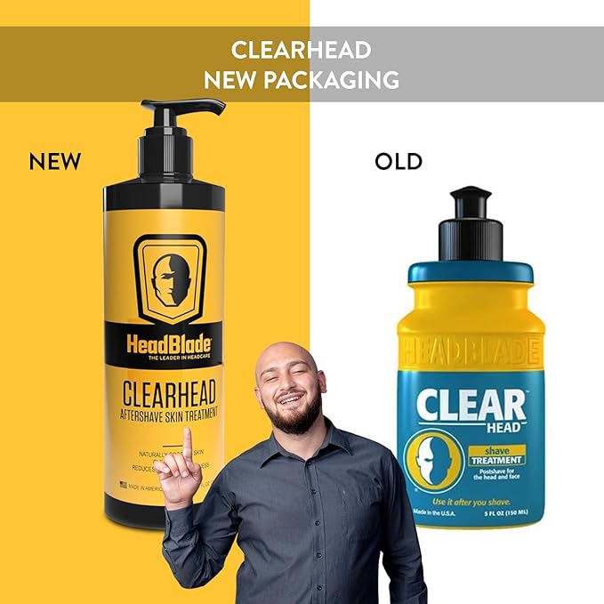 HeadBlade ClearHead Men's Refreshing Post Shaving Aftershave Lotion Help prevent Ingrown Hair & Irritation - 8 oz with Pump