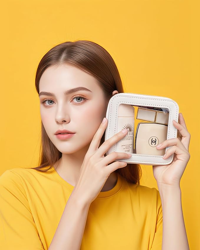 LETGO Clear Makeup Bags Small, Small Clear Makeup Bag for Purse,Mini Makeup Pouch Purse Organizer Fit Carry-on Travel Essentials,Cute Cosmetic Bags for Car Accessories for Women (Mini-White)