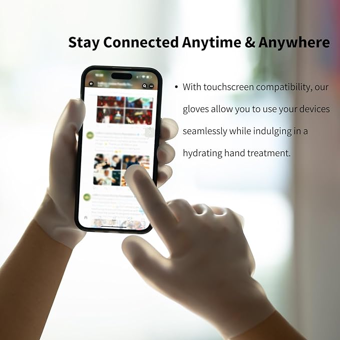 Moisturizing Gloves Overnight, Hand Care, Touchscreen Compatible, Reusable Hand Masks Moisturizing Glove, Suitable for Dry Hands, White Silicone Gloves for Men and Women, Spa