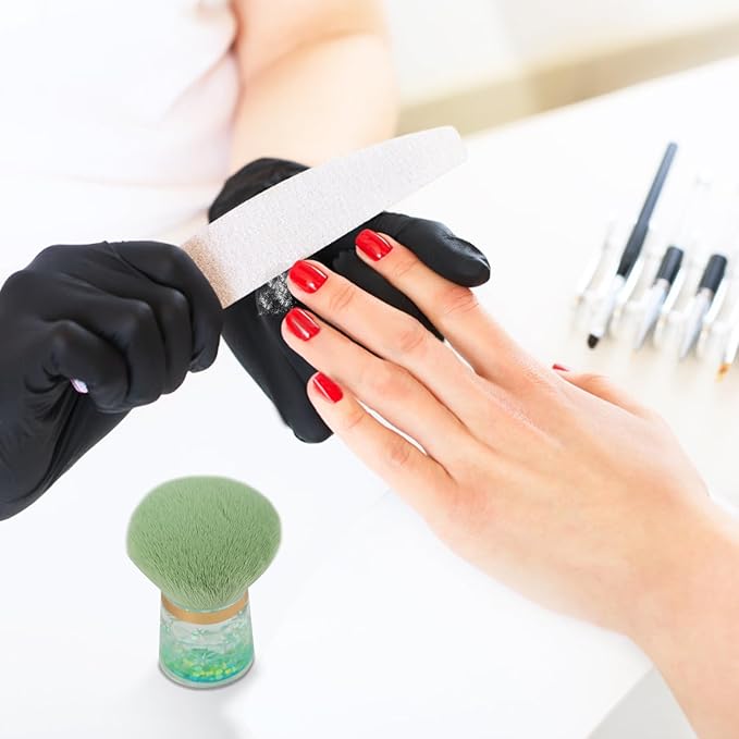 Nail Dust Brush for Arts, Powder Remover, Collector, Blush, Makeup Brushes, Acrylic Tools (Green-Round Head)