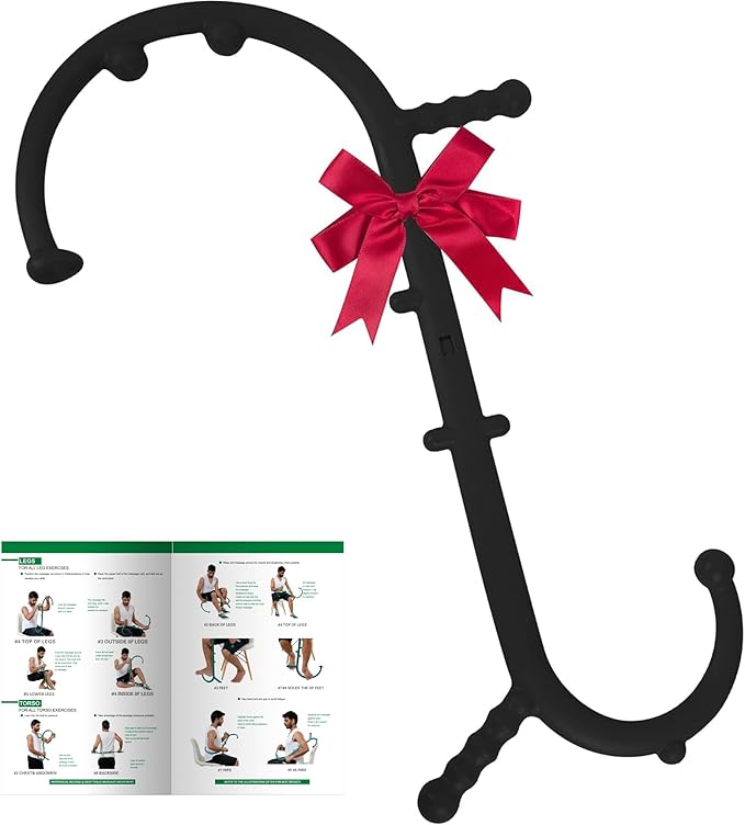 Shrdaepe Massage Trigger Point Cane, Muscle Release Tool Self Massage Hook Cane, Handheld Back, Neck, Shoulder, Leg and Feet Massager Rod, Body Deep Tissue Gifts for Men & Women, Black