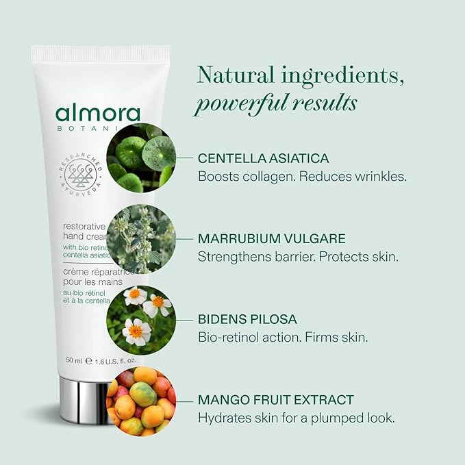 Restorative Hand Cream, 50mL | Rejuvenating Botanical Hand Treatment with Polyphenols, Mango & Adaptogenic Plants | Firms, Brightens & Hydrates | Clean, Vegan Skincare