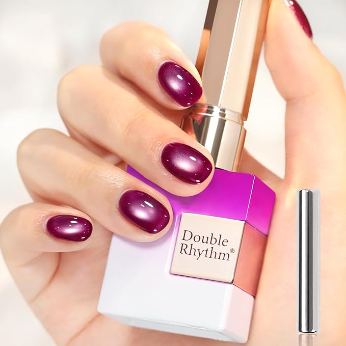 Double Rhythm 15ML Jelly Glass Cat Eye Gel Polish with Magnet Holographic Glitter Shimmer Translucent Sheer Color Salon Soak Off Magnetic Nail at Home (Glass Purple-MC1233)