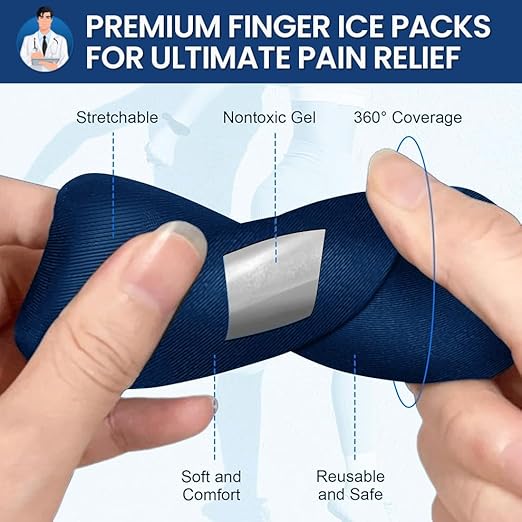 Thumb Splint and Ice Pack (2+2 Set) Trigger Thumb Splint For Pain Relief, Thumb Brace for Knuckle Immobilization, Thumb Spica for Arthritis, Mallet Finger, Also Fits Index, Ring, Pinky, Little, Small Fingers