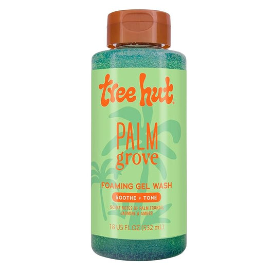 Tree Hut Palm Grove Foaming Gel Wash, Hydrating & Moisturizing Body Wash with Shea Butter & Nourishing Essential Oils, Daily Cleanser for Soft Smooth Skin, 18 fl oz