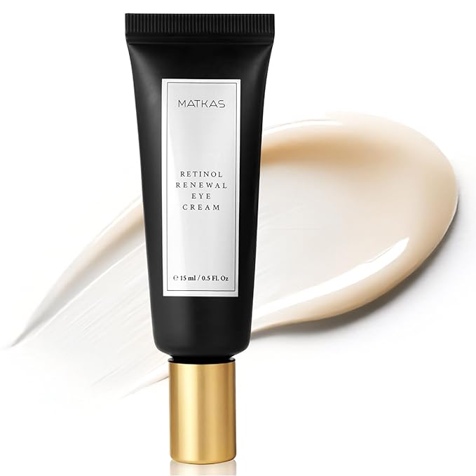 MATKAS Korean Retinol Under Eye Cream for Dark Circles & Puffiness 0.5 fl.oz. - Brightening Under Eyes Cream for Wrinkles & Anti Aging, Korean Under Eyes Brightener for Dark Circles, Retinol Eye Serum