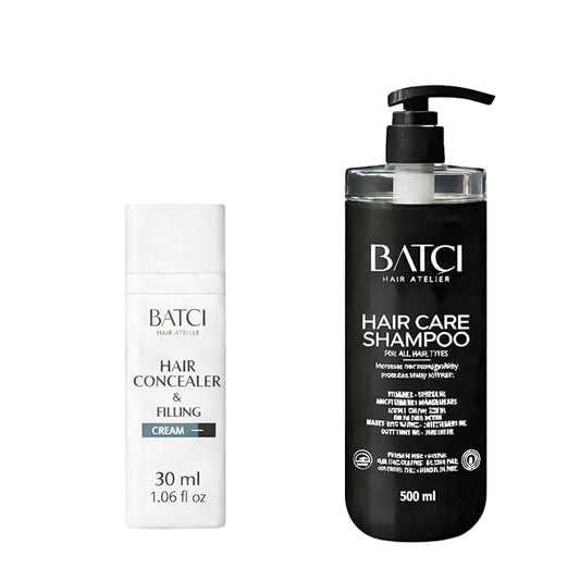 Batcı Hair Concealer & Filling Cream for Bald Spots & Thinning Hair – Waterproof, Sweat-Proof Scalp Coverage – Natural Root Touch-Up Cream for Men & Women (30 ML +Hair Care Shampoo (500ml) Set)