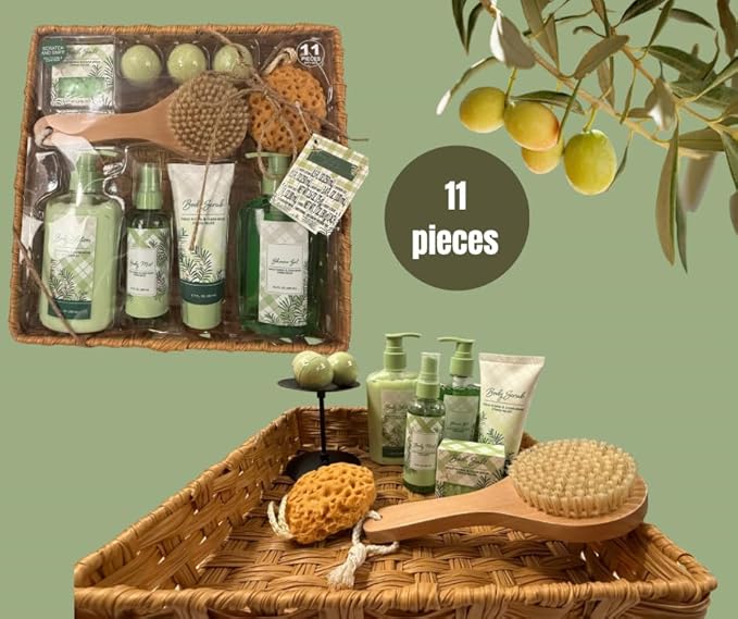 Spa Gift Set for Adults, Holly Floral & Clear Musk, 11 Pieces, Stress Relief Bath & Body Collection