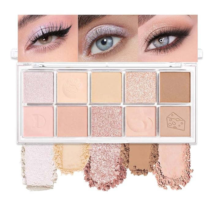 ORANOT 10Colors Nude Pink Rose Gold Colorful Eyeshadow Palette Makeup,Natural Neutral Eye Shadow,Naturing-Looking Long Lasting Waterproof Blendable Hypoallergenic Suitable for Beginners