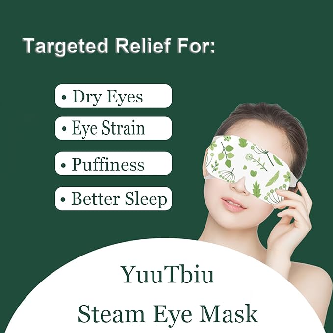 Heated Eye Mask, 13 Packs Disposable Steam Eye Masks for Dry Eyes & Puffy Eyes Relief, Self-Heating Warm Compress for Night Use, Airplane Travel, Eye Strain and Sinus Pressure, Spa at Home