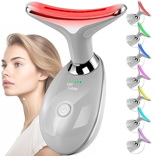 Facial Massager Face and Neck, Face 𝖲 culpting Wand with 7 Color Red (Grey)
