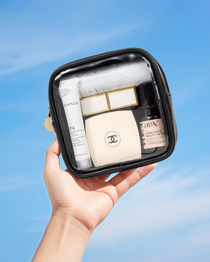 LETGO Clear Makeup Bags - TSA Approved Toiletry Bags with Zipper,Clear Toiletry Bag(Mini Black)