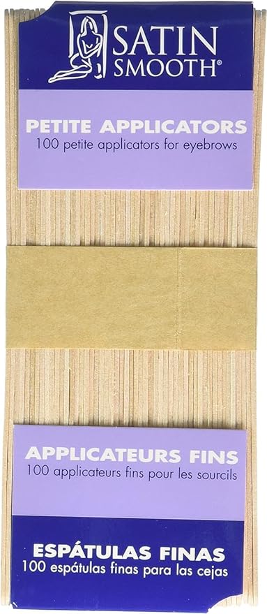 Satin Smooth Petite Wax Stick Applicators - Fine Wooden Sticks for Eyebrow & Facial Hair Removal, Precise Waxing Tools for Salons & Home, 100 Count