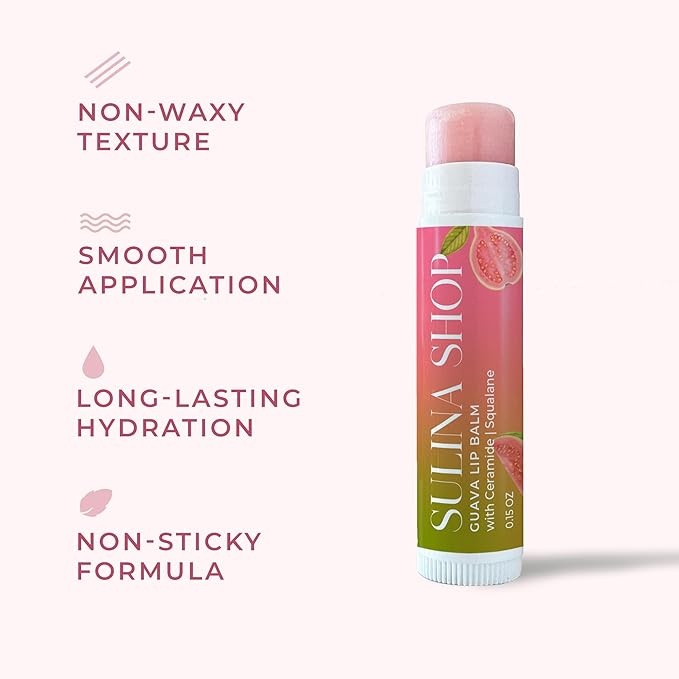 Guava Lip Balm Hydrating for Dry Lips - Natural Lip Moisturizer with Beeswax, Squalane & Castor Oil, Protects Lip Barrier, Lip Care for Chapped Lips, Lip Repair - 0.15 Fl oz