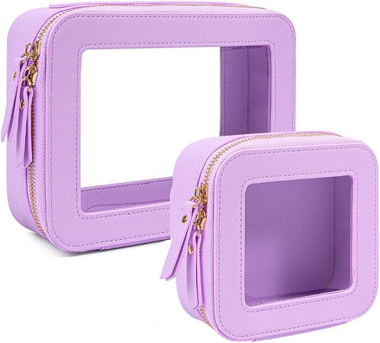 Travel Clear Makeup Bag Set, TSA Approved Cosmetic Bag Case with Zipper Portable Makeup Pouch Toiletry Bag Traveling Cosmetic Organizer Storage Bag Car Organizer Car Essentials