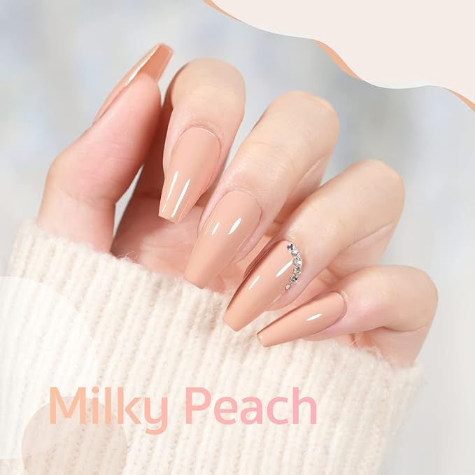 GAOY Nude Gel Nail Polish, 16ml Soak Off Milky Peach, Art DIY Manicure at Home, UV Light Cure Color 1507