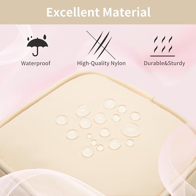 Small Makeup Pouch, Double Zipper Cosmetic Bag, Travel Makeup Bag, Cute Makeup Bag for Purse, Mini Toiletry Bag (sand)