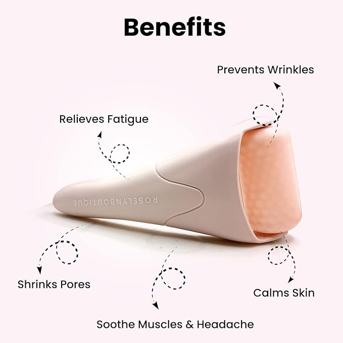 ROSELYNBOUTIQUE Ice Roller for Face Wrinkles Fine Lines Puffiness Stick Massager Facial Skin Care Tools Self Care Gifts for Men Women (Beige)