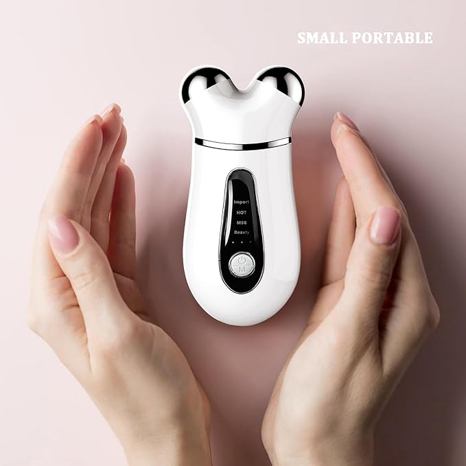 Microcurrent Face Device, USB Micro Current Faci-al Shaping Tool for Facial Wrinkle Removal and Anti-Aging，Mini Microcurrent Face Lift Device for Face Lifting and Facial Sculpting (White)