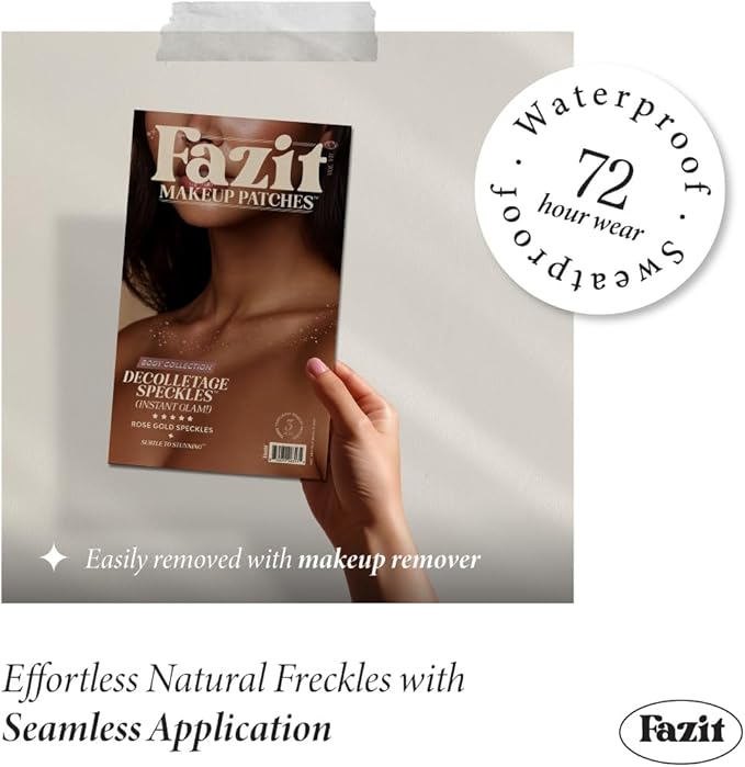 Fazit Makeup Patches - Rose Gold Decollatage Speckles - Glow Up Make-Up Patches - Cute Glitter Makeup Accessories For Women - Cosmetic Glitter