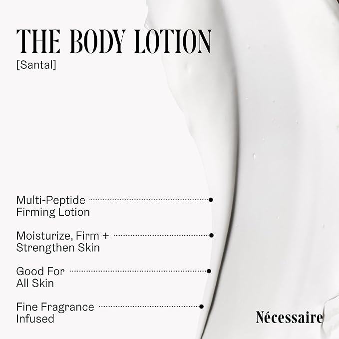Nécessaire The Body Lotion – Santal - Multi-Peptide - Firming Body Lotion for Women + Men. 2.5% Niacinamide. Non-Comedogenic Moisturizer for Sensitive Skin. Dermatologist-Tested – 450ml/15.2 fl oz
