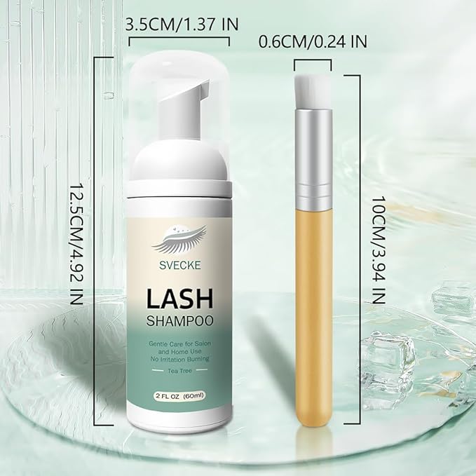 Lash Shampoo Kit Eyelash Extension Cleanser, Eyelash Shampoo for Lash Extensions, Lash Cleaner Eyelid Foam Cleaning Kit for Salon Home Use (Tea Tree)