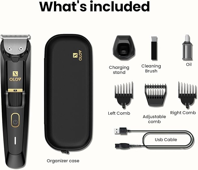 Men's Beard Trimmer - All-in-One Trimmer with Precision Dial - Premium Facial Hair Groomer - Adjustable 20 Length Setting, USB Recharge Dock, Cordless Waterproof Wet/Dry Clipper