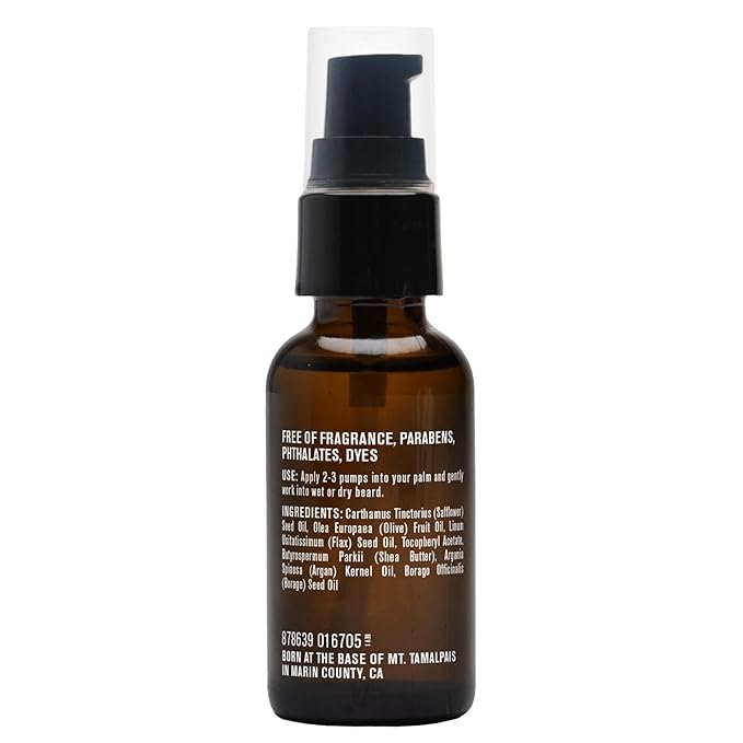 Every Man Jack Unscented Beard Oil for Men - Fragrance Free for Sensitive Skin - Naturally Moisturizes and Softens Beard w/Shea Butter & Argan Oil - 1 fl oz