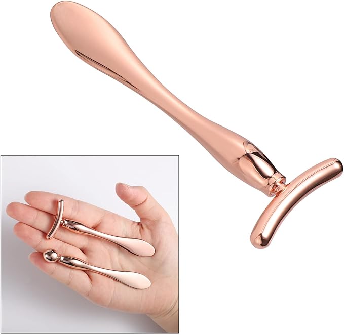 Pimoys 2 Pcs Metal Eye Cream Applicator Face Roller Massager Tool,Eye Massage Wand Stick Women for Facial Massager for Reducing Puffiness Wrinkle gift for women