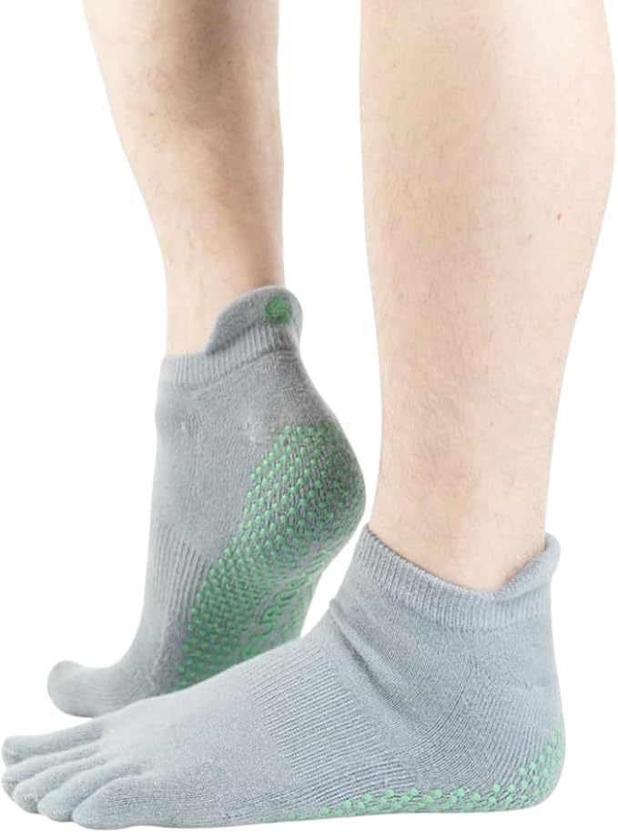 Toe Separator Grip Socks with Compression Arch Band, Non Slip Pilates Socks Neurological Foot Support for Men Women