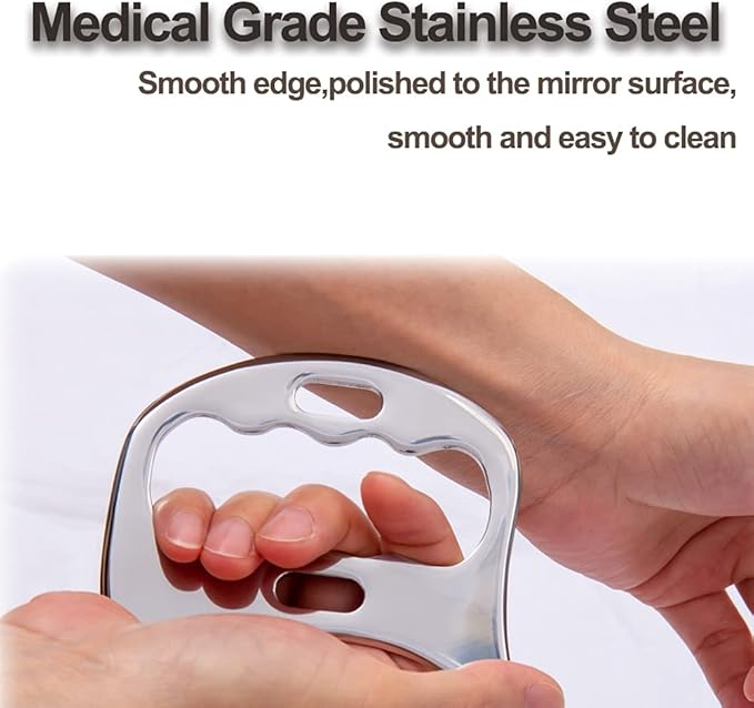 Stainless Steel Gua Sha Scraping Massage Tool-Muscle Scraper - Soft Tissue Mobilization,Physical Therapy for Back, Legs, Arms (Large)