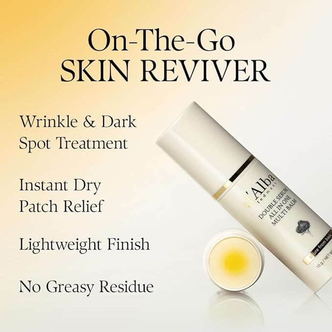d'alba Piedmont White Truffle Double Serum All-in-one Multi Balm, Stick Balm, Vegan Skincare with Vitamin C and Vegan Collagen, 3-in-1 Anti Wrinkle, Eye Treatment, Dark Spot Remover