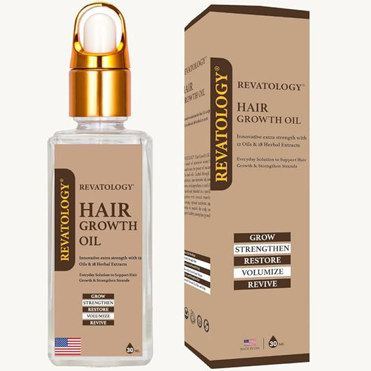 REVATOLOGY Hair Growth Oil for Adults (Made in USA) pre-rinse Formula with 30 Oils and Herbal extracts Reduces Hair Fall, Boosts Regrowth & Strengthens Roots | Cruelty & Chemical Free