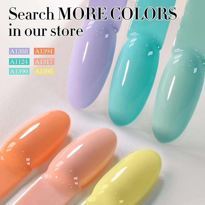 Double Rhythm Gel Polish 15ML Jelly Sheer Pastel Light Milky Color Pearl White Bottle 1 PC 0.5 OZ Full Size Nail Art Salon at Home (Orange-D1394)