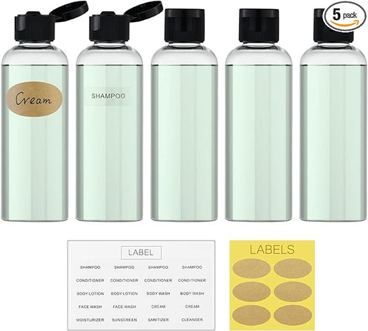 LISAPACK 3.4 oz Travel Bottles for Toiletries, Plastic Travel Size Containers for Shampoo Conditioner TSA Approved, Empty Small Squeeze for Lotion, Leak Proof Mini Liquid Tube for Refillable Clear