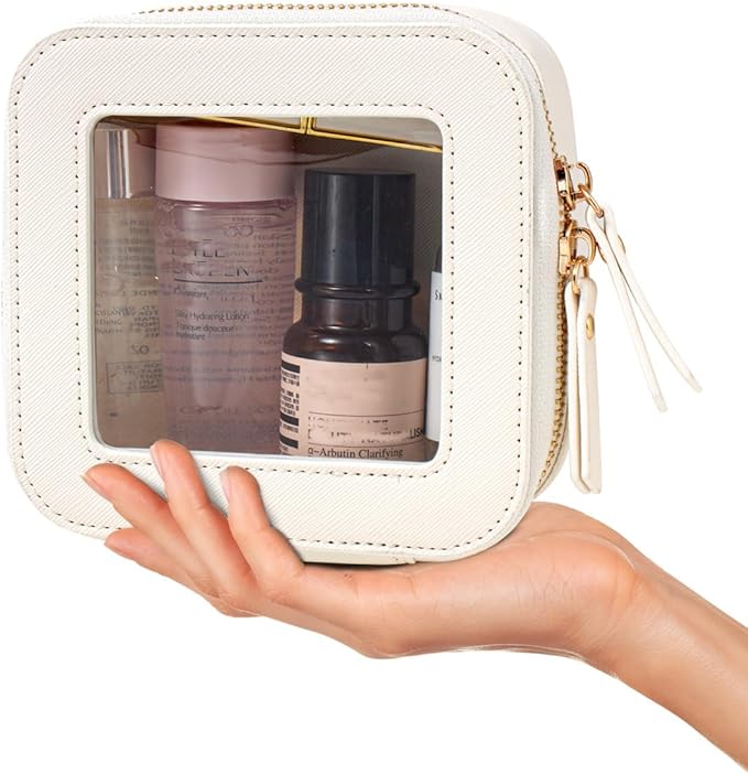 Travel Clear Makeup Bag Set, TSA Approved Cosmetic Bag Case with Zipper Portable Makeup Pouch Toiletry Bag Traveling Cosmetic Organizer Storage Bag Car Organizer Car Essentials