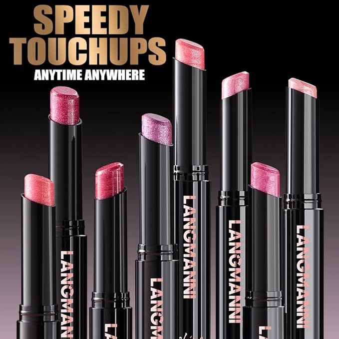 Jolilab 10 Colors Shimmer Lipstick Set, Fine Subtle Glitter, Long-Wearing & Moisturizing, Assorted Daily Wear Shades, Great Gift for Makeup Lovers（Shiny SetA