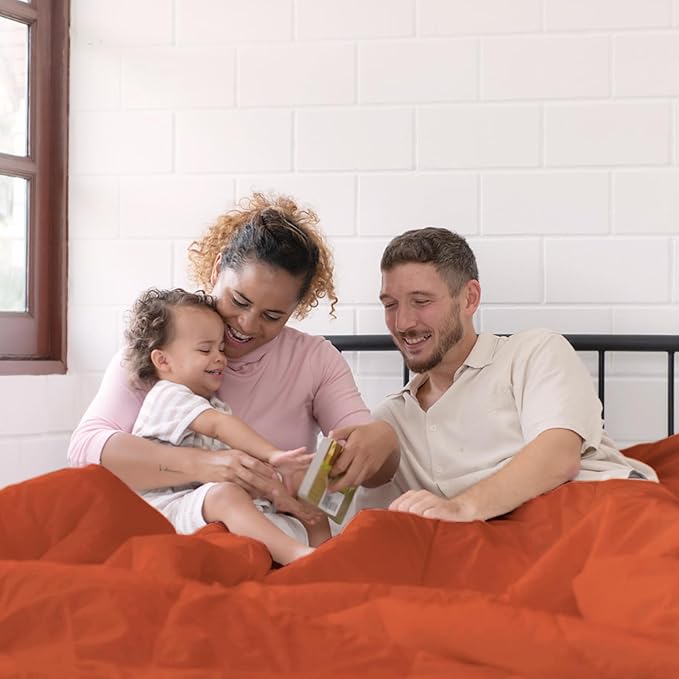 Maple&Stone Queen Flat Sheet 6 Pack,Premium Soft & Breathable,Brushed Microfiber Fabric,Anti-Shrinkage & Non-Fading,Bulk Flat Sheets Only Queen Size (Burnt Orange)