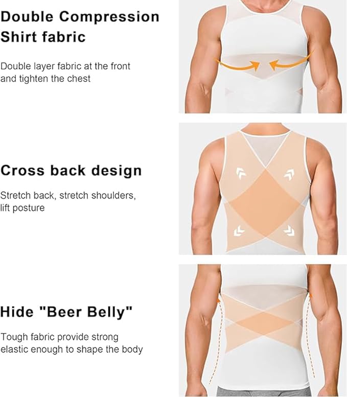 Gynecomastia Compression Shirt Slimming Body Shaper Vest Workout Tank Tops Abs Abdomen Undershirt Tummy Control