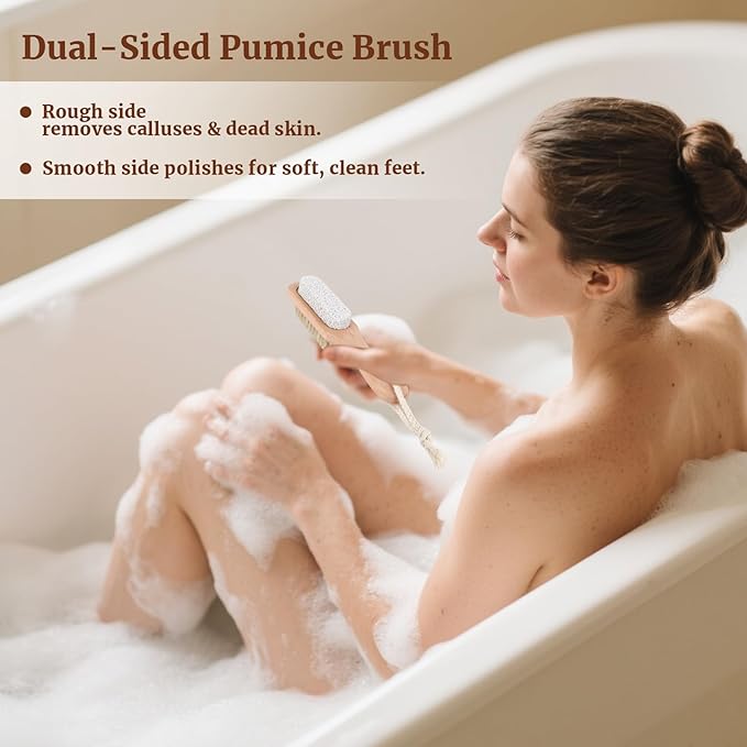 Dry Brush Set-4 Packs Natural Boar Bristle Dry Brushing Body Brush Exfoliating Face, Foot, Bath Brush for Face and Body for Cellulite Lymphatic Drainage(Set B)