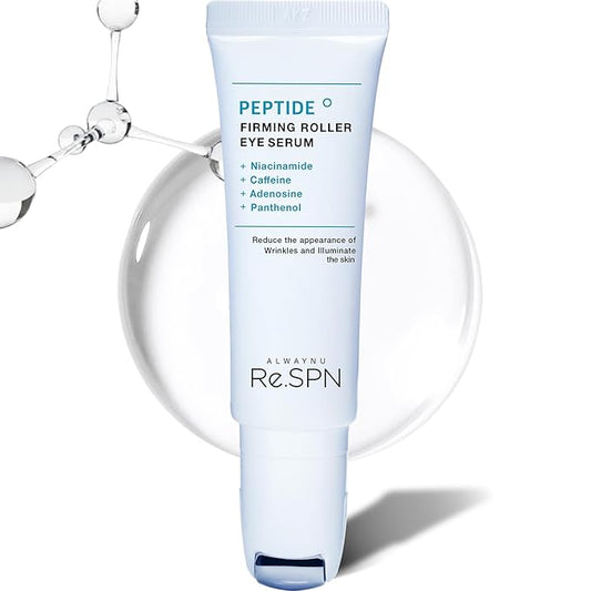 Re.SPN Peptide Firming Roller Eye Serum – For Puffy Eyes, Wrinkles & Dark Circles, Cooling Gua Sha Metal Applicator with Niacinamide, Vegan K-Beauty (0.67 fl oz)