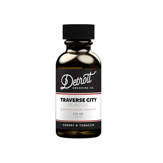 Detroit Grooming Co. Beard Oil | Hydrating & Nourishing Formula with Vitamin E | Cherry & Tobacco • Traverse City (1 oz)