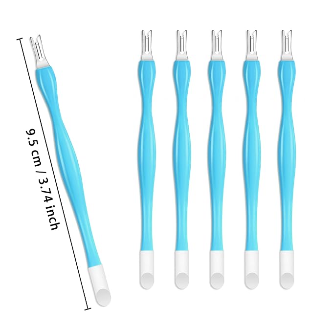 Allstarry 30 Pieces Nail Cuticle Trimmer Remover Rubber Nail Cleaner Plastic Handle Cuticle Pusher Double Head Dead Skin Cuticle Knife Removal Fork Nail art Tools for Girls Women and Men - Blue