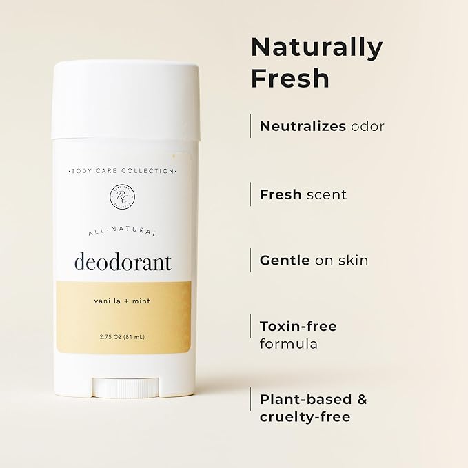 Rowe Casa Organics Vanilla + Mint Natural Deodorant for Men and Women, Sweet and Refreshing Paraben-Free Deodorant Stick with Therapeutic-Grade Essential Oils, 2 oz