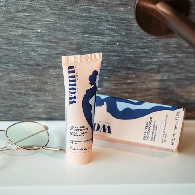 womn Intimate Comfort DRY & FRESH LIQUID POWDER – talc-free liquid body powder against moisture, chafing & odor, 1.7 Fl. Oz.